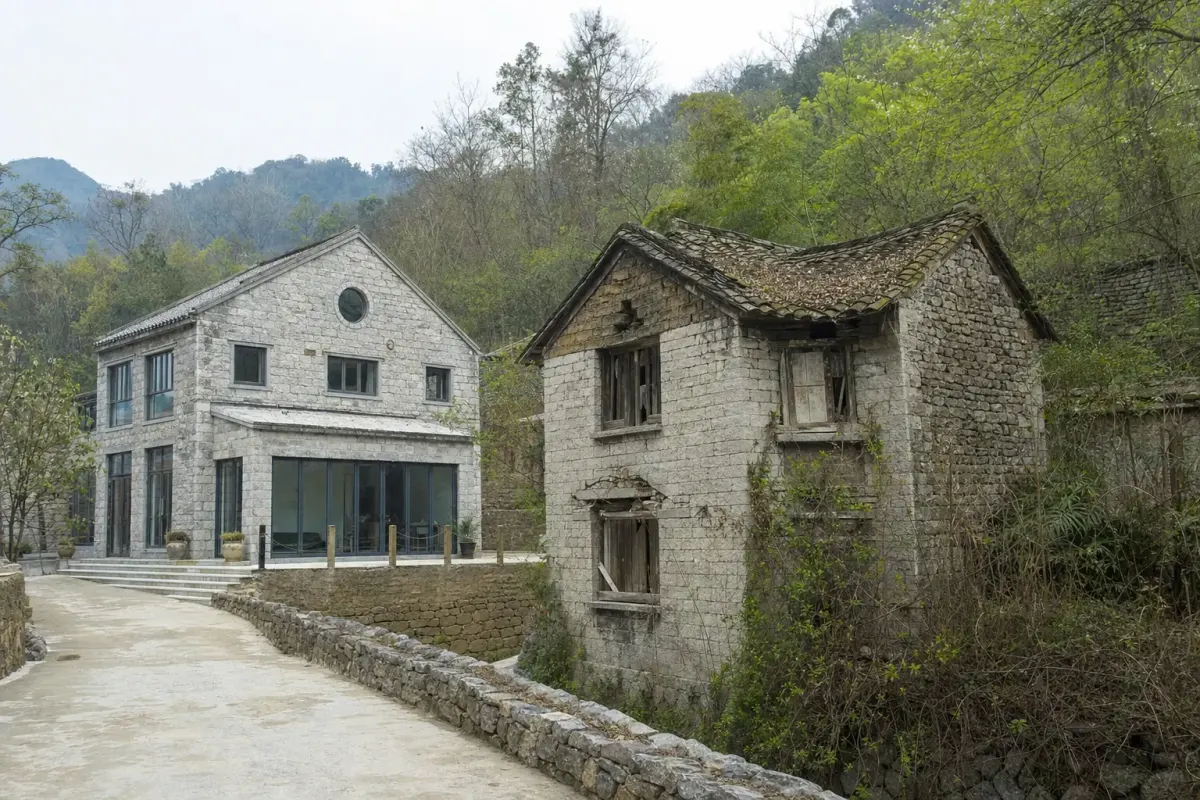 Restored stone villa in use today at Moganshan