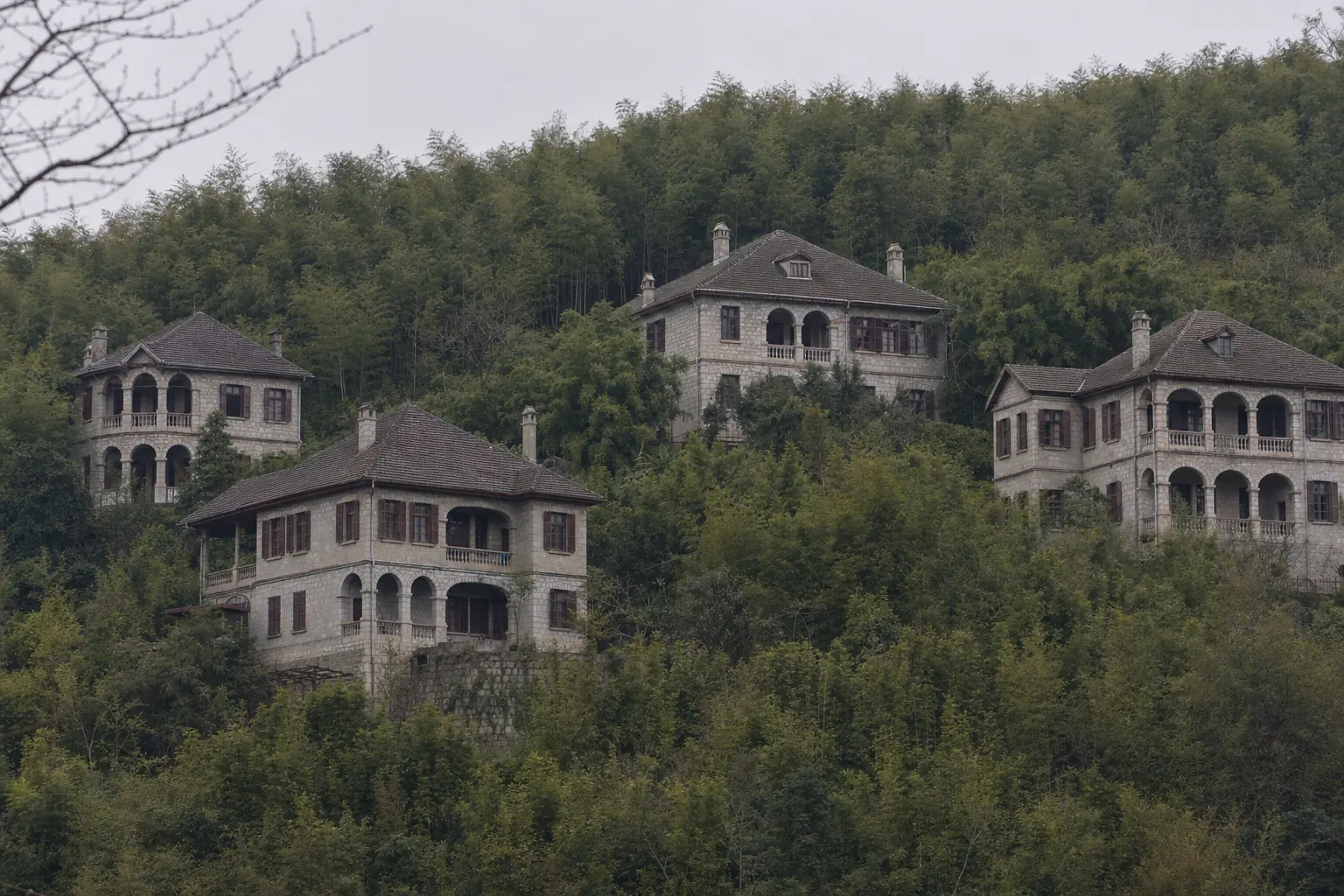 Old stone villas on a Moganshan ridge, houses that changed hands between the 1920s and 1929