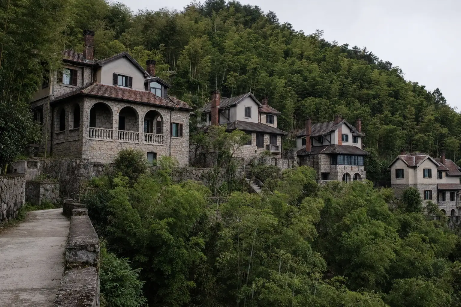 Stone villas on a bamboo ridge at Moganshan, the settlement founded by foreign residents in the 1890s